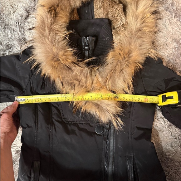 100% RACCOON FUR Women's Black Fur-Trimmed Jacket Trim genuine leather. - Picture 8 of 14